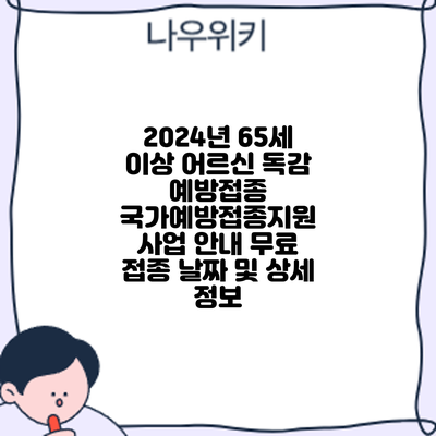 2024년 65세 이상 어르신 독감 예방접종 국가예방접종지원 사업 안내: 무료 접종 날짜 및 상세 정보