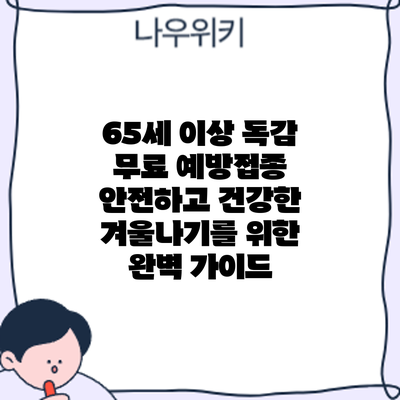 65세 이상 독감 무료 예방접종: 안전하고 건강한 겨울나기를 위한 완벽 가이드