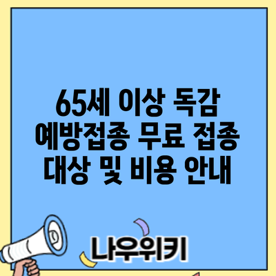 65세 이상 독감 예방접종: 무료 접종 대상 및 비용 안내