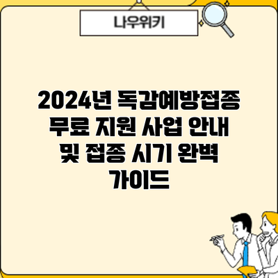 2024년 독감예방접종 무료 지원 사업: 안내 및 접종 시기 완벽 가이드