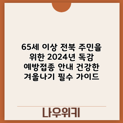 65세 이상 전북 주민을 위한 2024년 독감 예방접종 안내: 건강한 겨울나기 필수 가이드