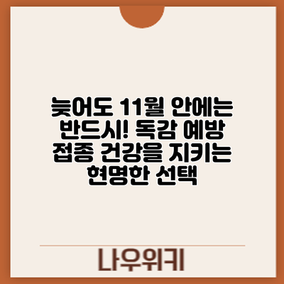 늦어도 11월 안에는 반드시! 독감 예방 접종: 건강을 지키는 현명한 선택