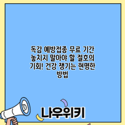 독감 예방접종 무료 기간: 놓치지 말아야 할 절호의 기회! 건강 챙기는 현명한 방법
