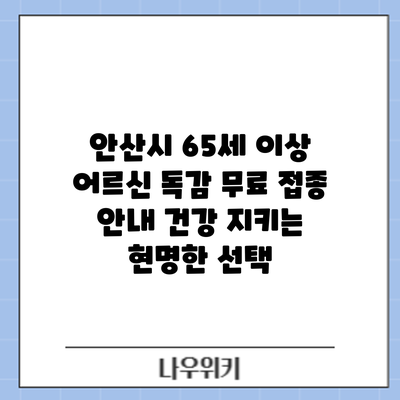 안산시 65세 이상 어르신 독감 무료 접종 안내: 건강 지키는 현명한 선택
