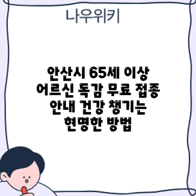 안산시 65세 이상 어르신 독감 무료 접종 안내: 건강 챙기는 현명한 방법
