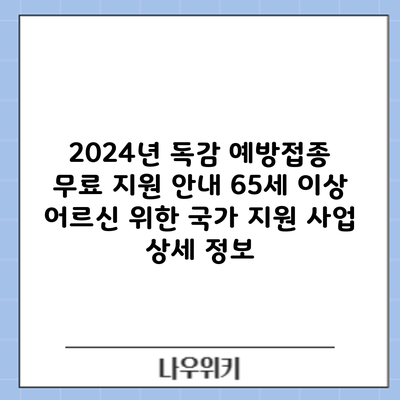 2024년 독감 예방접종 무료 지원 안내: 65세 이상 어르신 위한 국가 지원 사업 상세 정보
