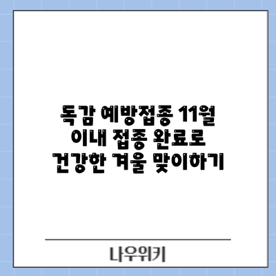 독감 예방접종: 11월 이내 접종 완료로 건강한 겨울 맞이하기