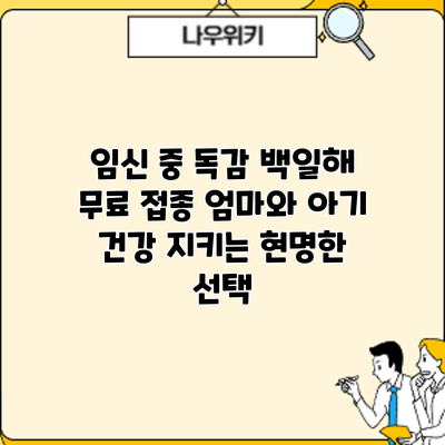 임신 중 독감 백일해 무료 접종: 엄마와 아기 건강 지키는 현명한 선택