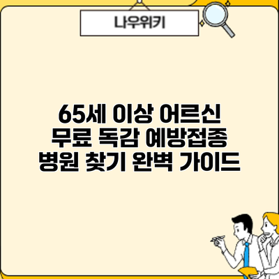 65세 이상 어르신 무료 독감 예방접종 병원 찾기 완벽 가이드