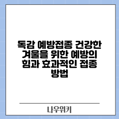 독감 예방접종: 건강한 겨울을 위한 예방의 힘과 효과적인 접종 방법