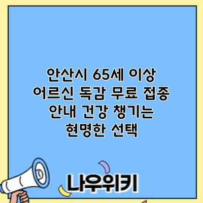 안산시 65세 이상 어르신 독감 무료 접종 안내: 건강 챙기는 현명한 선택