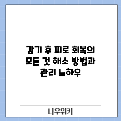 감기 후 피로 회복의 모든 것: 해소 방법과 관리 노하우